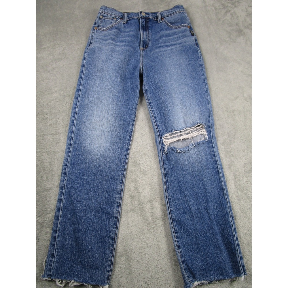 Silver Jeans Womens 29 Blue Denim Straight‎ Distressed Pockets Casual Modern
